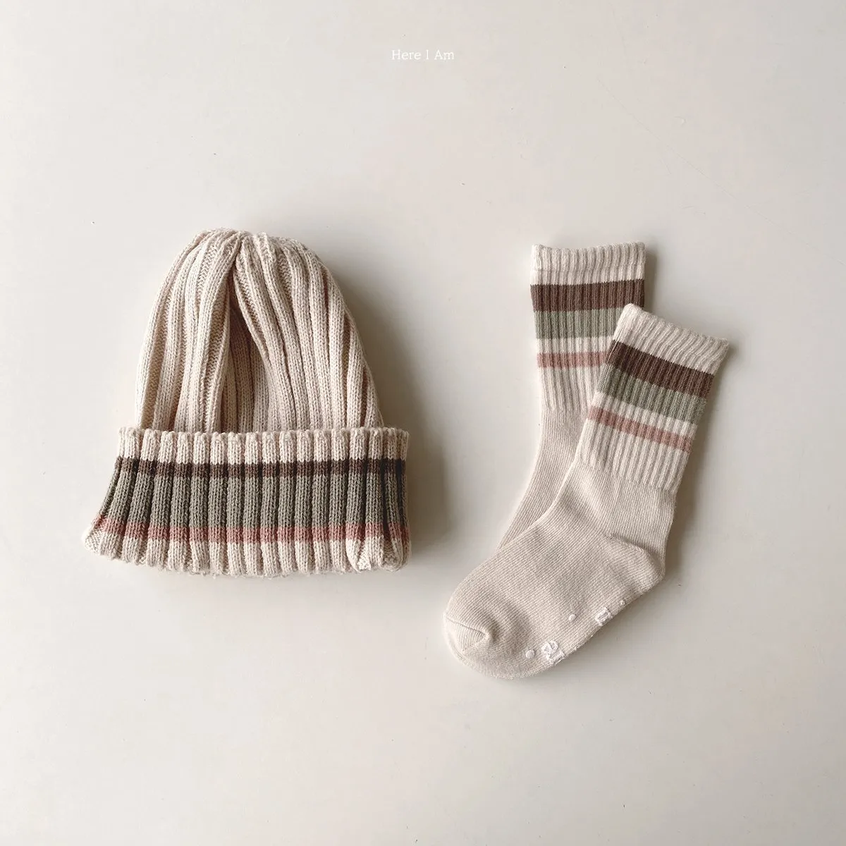 Here I Am Knitted Stripe Beanie (2 colour options)
