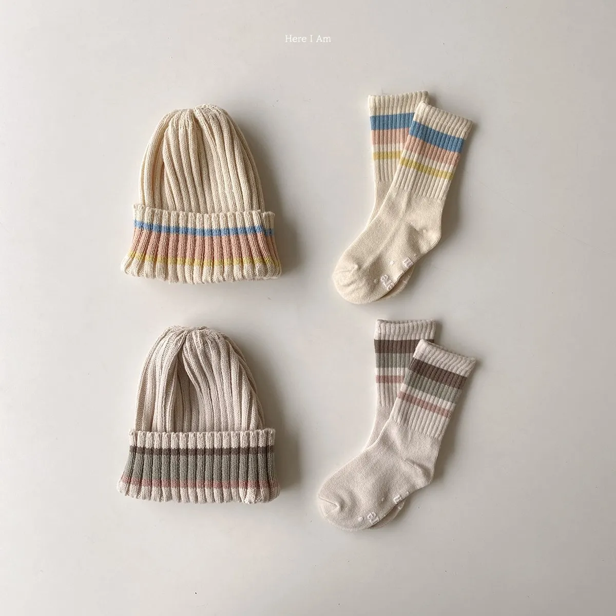 Here I Am Knitted Stripe Beanie (2 colour options)