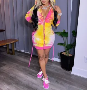 Hoodie Tye Dye Dress
