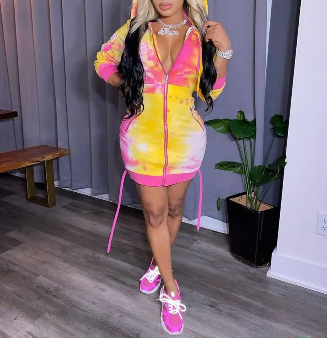 Hoodie Tye Dye Dress