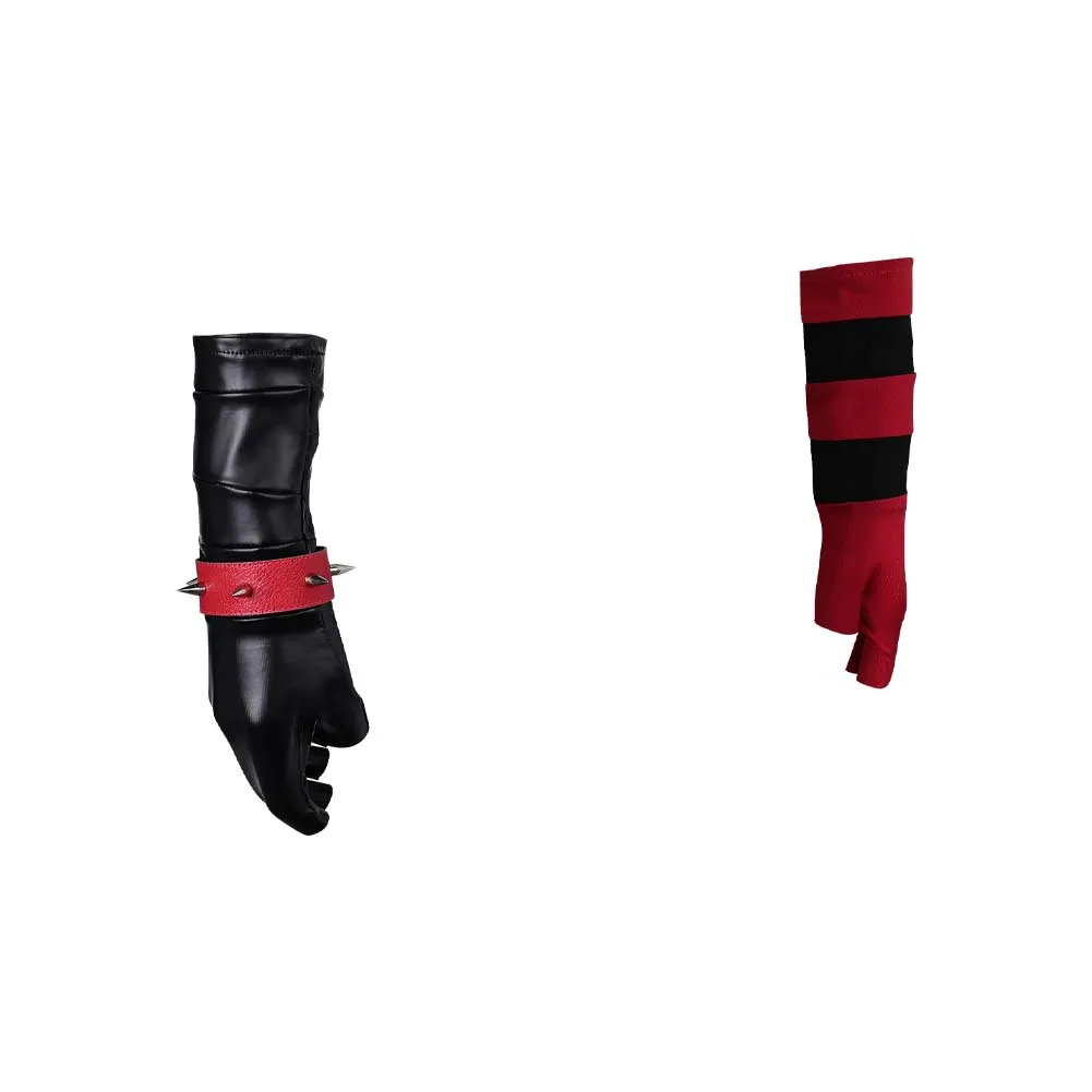 Isekai Suicide Squad Harley Quinn Black Red Gloves Cosplay Accessories