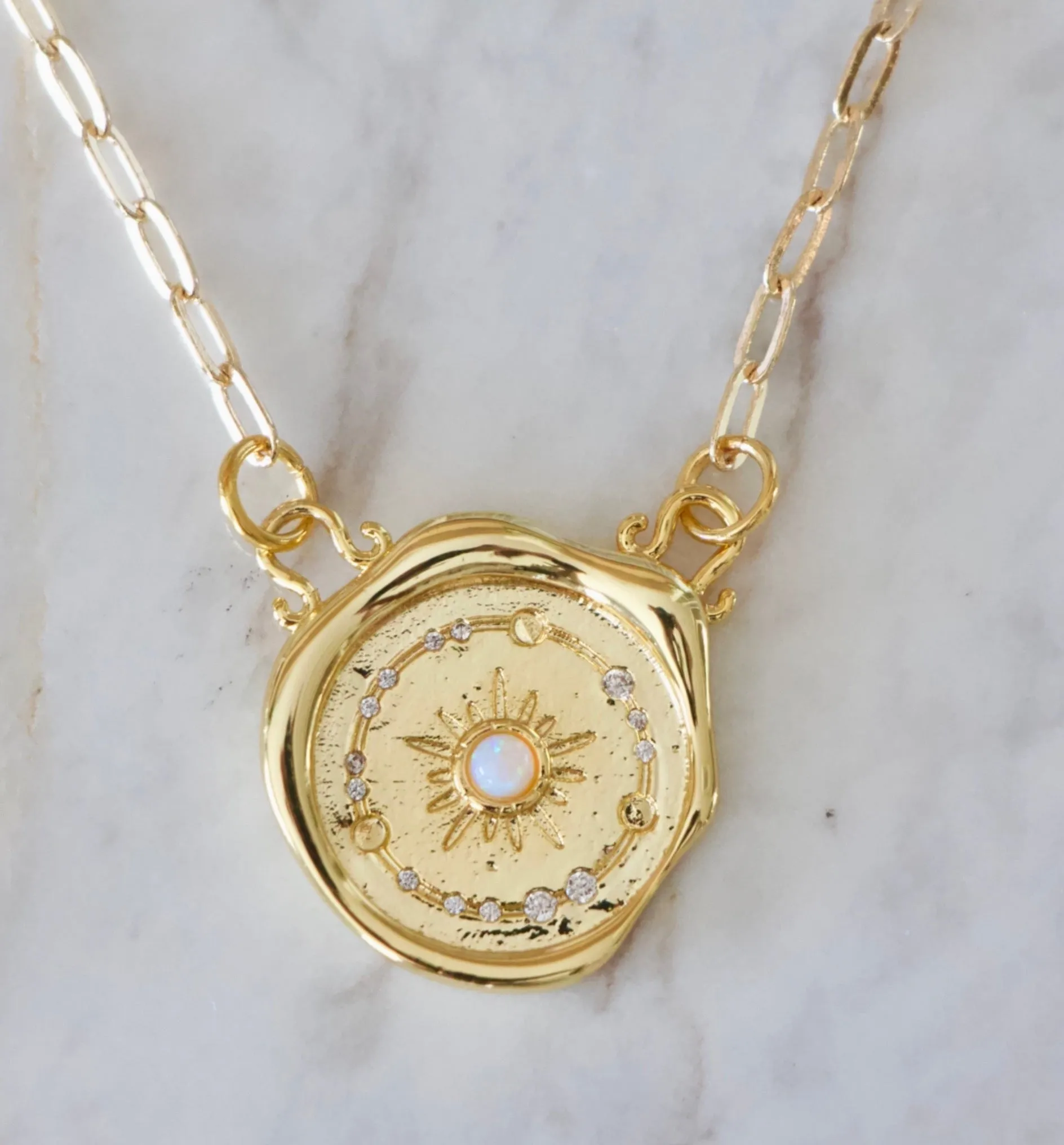 It Is Written Opal Coin Necklace