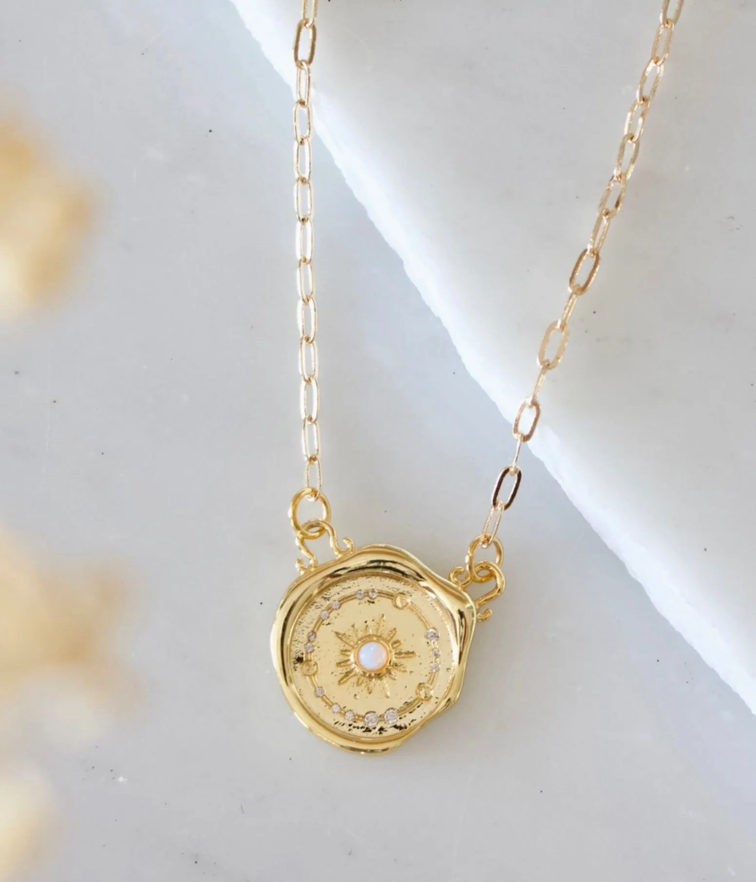 It Is Written Opal Coin Necklace