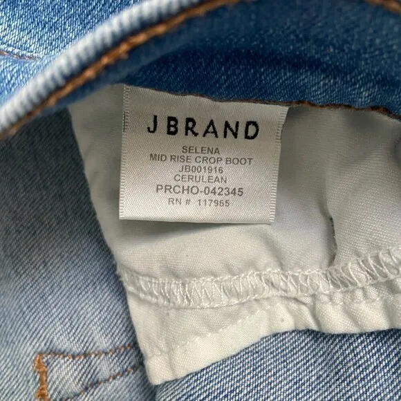 J Brand Selena Mid Rise Crop Bootcut Jeans Raw Hem Size 30​
