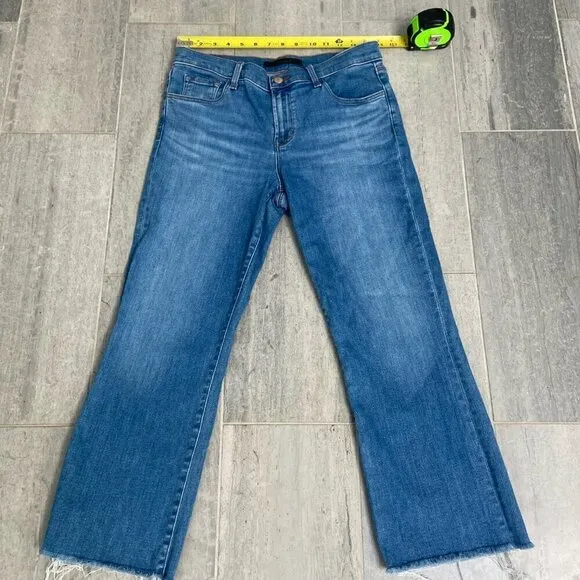 J Brand Selena Mid Rise Crop Bootcut Jeans Raw Hem Size 30​