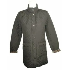 J Jill Quilted Coat Jacket Brown Houndstooth Liner