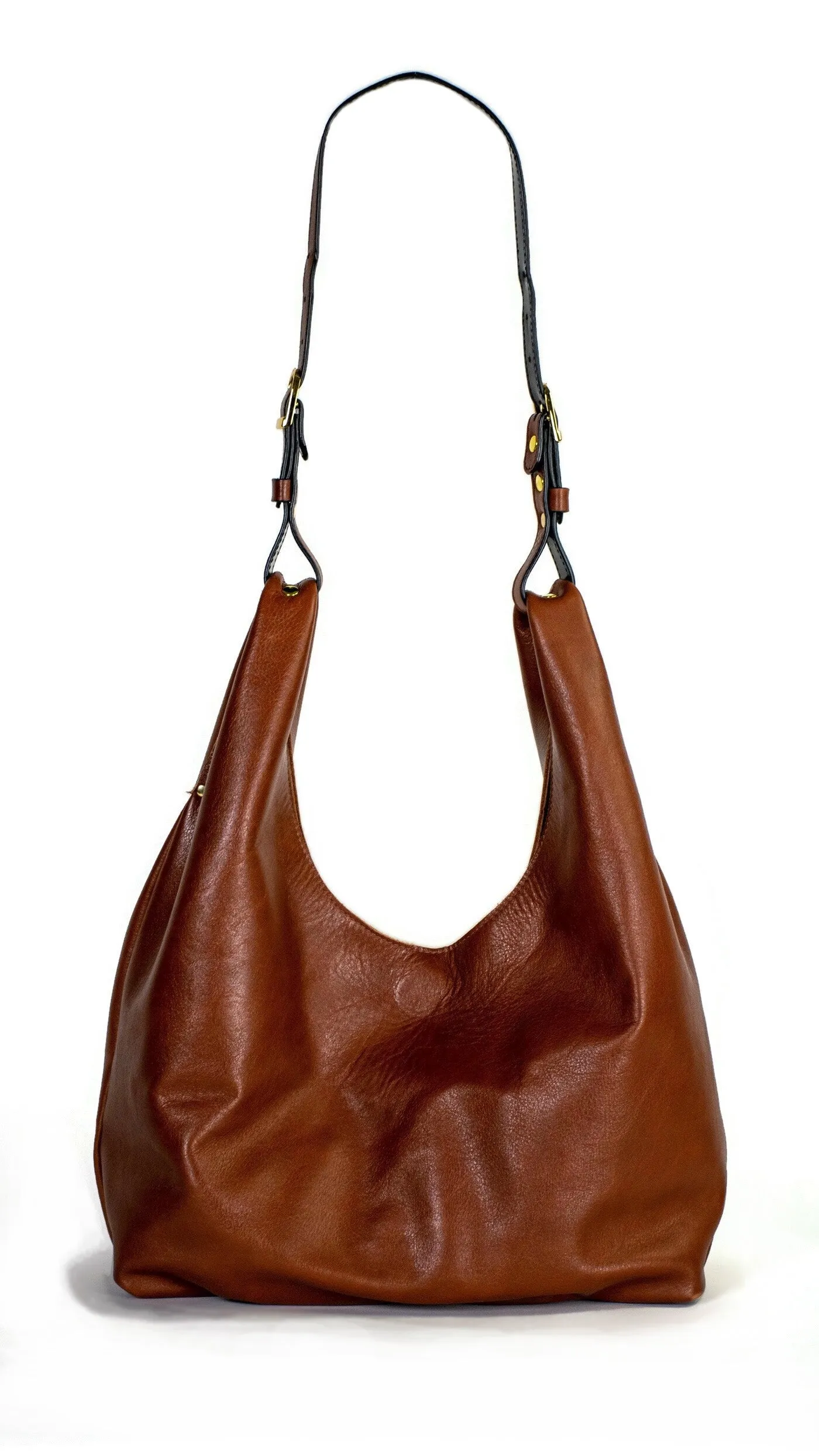 Jena Buckle Hobo Bag : Croc Effect in Cognac Leather