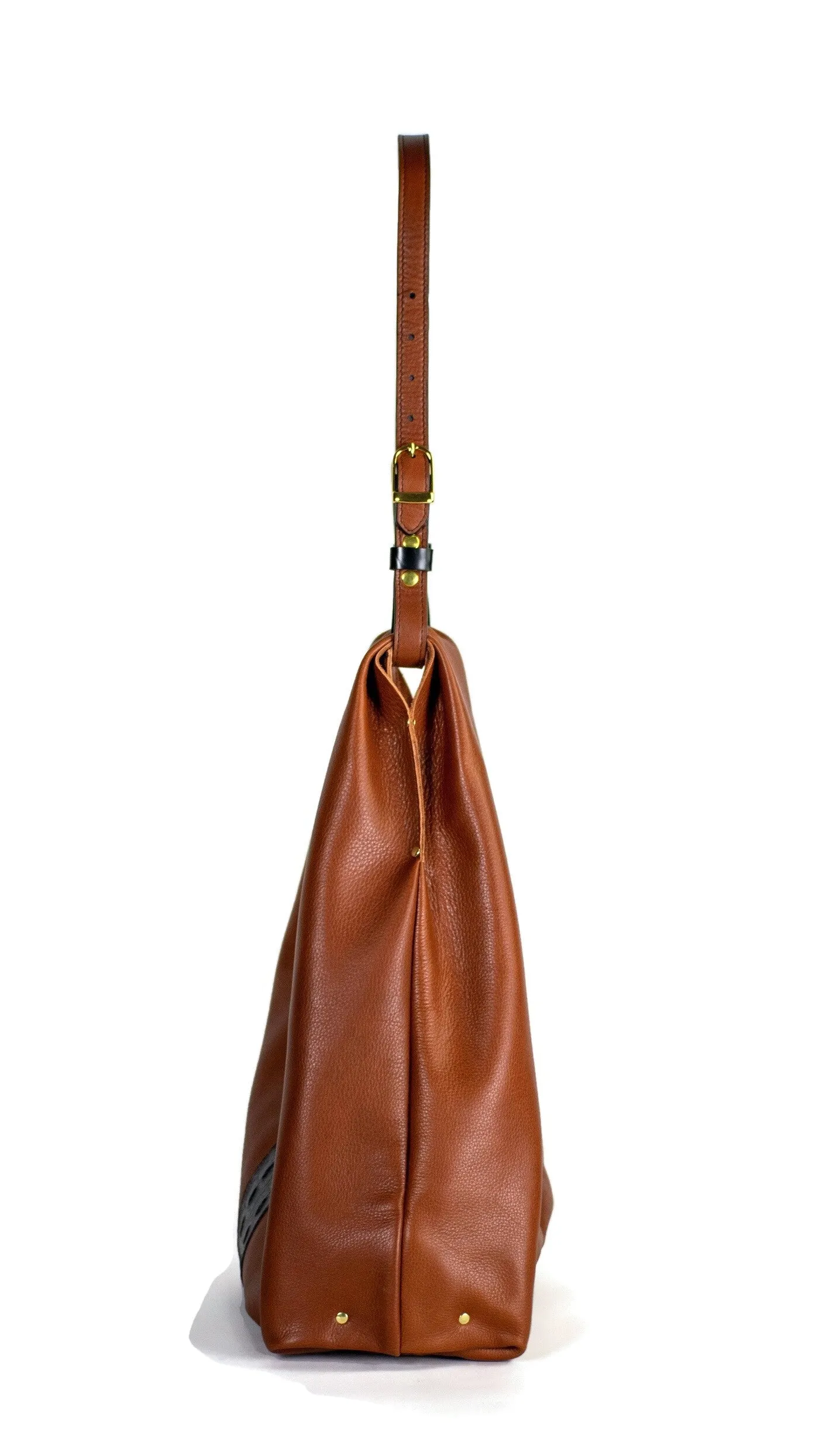 Jena Buckle Hobo Bag : Croc Effect in Cognac Leather