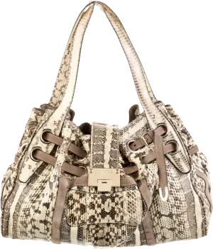 Jimmy Choo Beige Riki Snakeskin Hobo Handbag