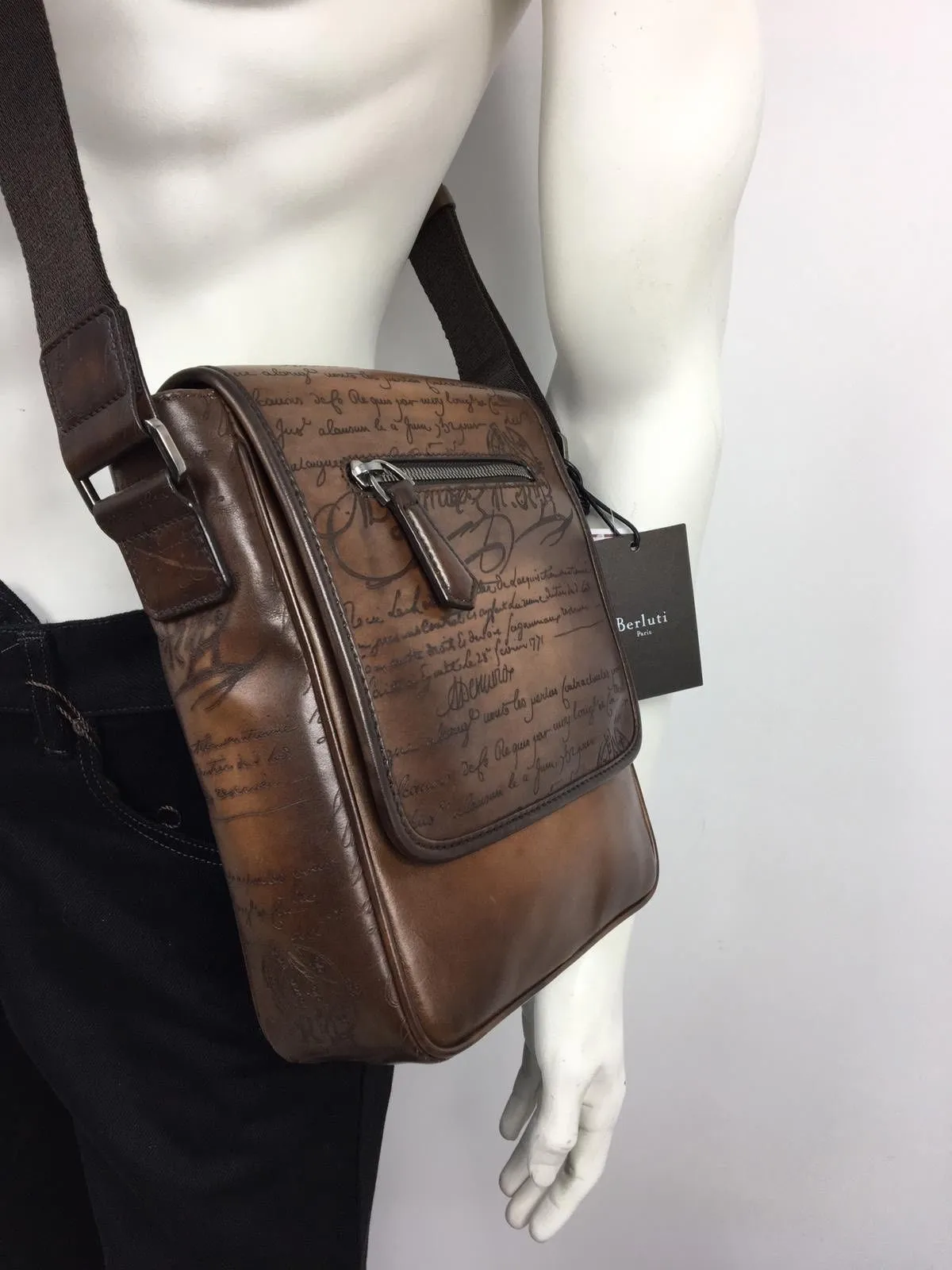 Jour J Engraved Calf Leather Messenger Bag