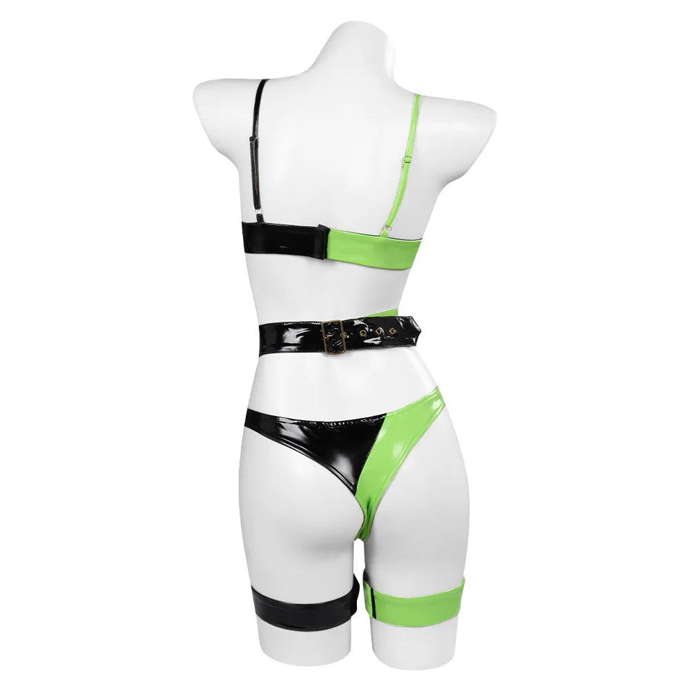 Kim Possible Shego Lingerie For Women Cosplay Costume Halloween Carnival Suit
