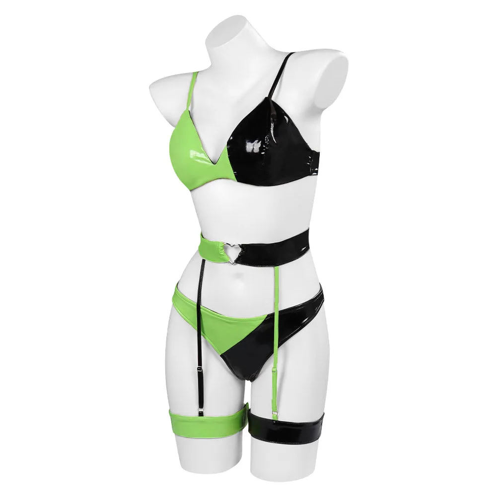 Kim Possible Shego Lingerie For Women Cosplay Costume Halloween Carnival Suit