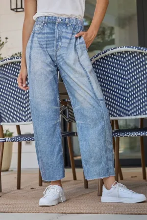 Knit "Denim" Barrel Pants
