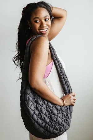 Large Carryall Quilted Puffer Bag for Women in Grey | QBS320125-DARKGREY