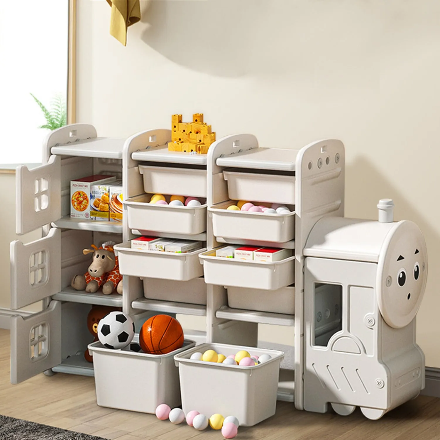 Large Montessori Train-shaped Locomotive Toy Storage | Toy Box | 2 Sizes | 3 Years 