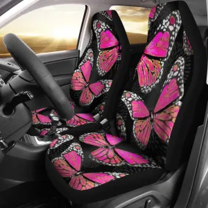 Large Pink Butterflies Black Car Seat Covers