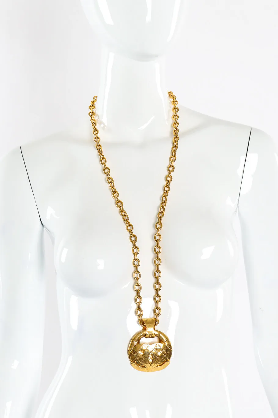 Large Quilted CC Doorknocker Necklace