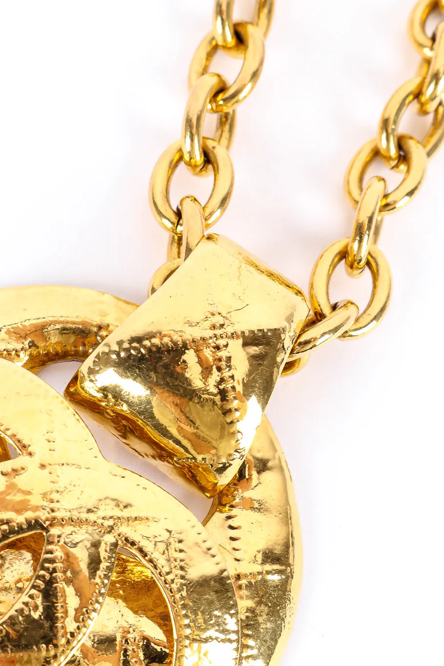 Large Quilted CC Doorknocker Necklace