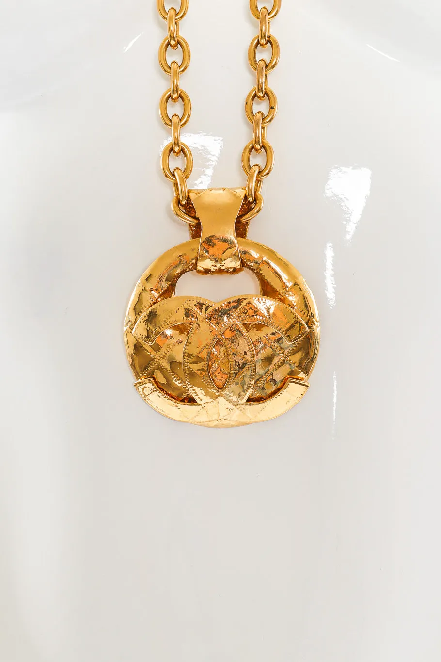 Large Quilted CC Doorknocker Necklace