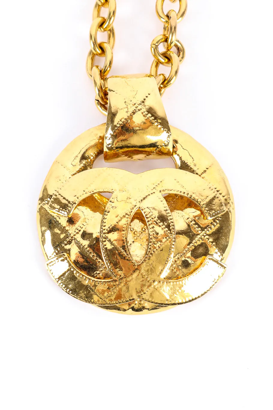 Large Quilted CC Doorknocker Necklace