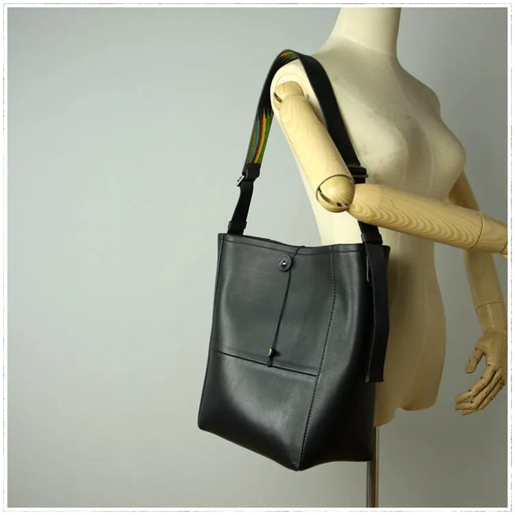 Large Womens Dark Gray Leather Shoulder Barrel Tote Bag Bucket Tote Handbag Purse Work Bag for Ladies