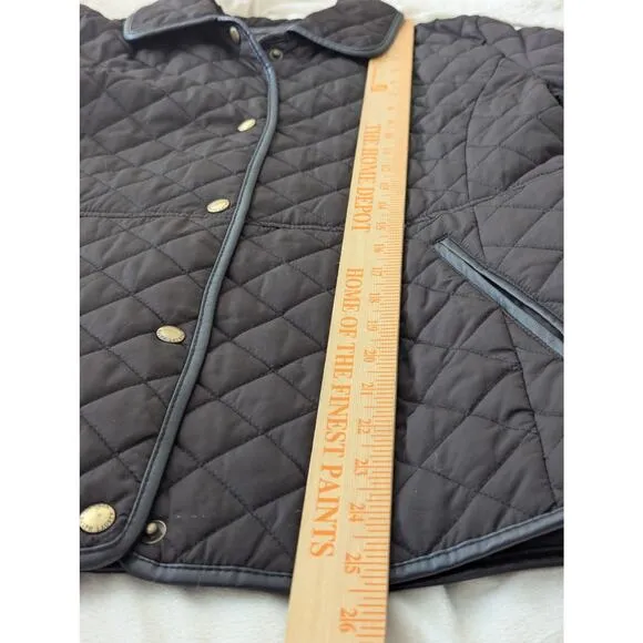 Lauren Ralph Lauren Diamond Quilted Snap Close Chore Utility Jacket Black Sz L