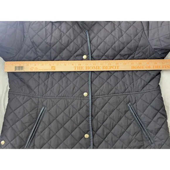 Lauren Ralph Lauren Diamond Quilted Snap Close Chore Utility Jacket Black Sz L