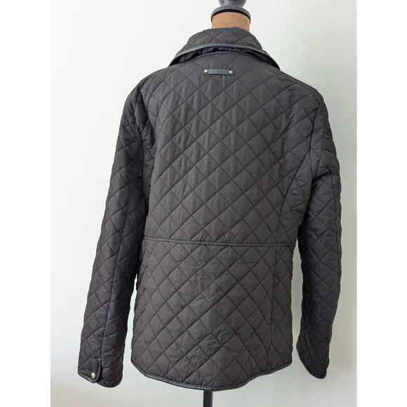 Lauren Ralph Lauren Diamond Quilted Snap Close Chore Utility Jacket Black Sz L