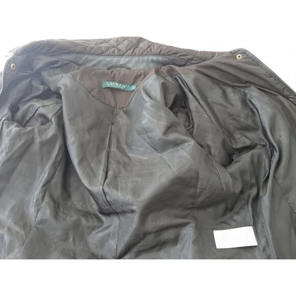 Lauren Ralph Lauren Diamond Quilted Snap Close Chore Utility Jacket Black Sz L