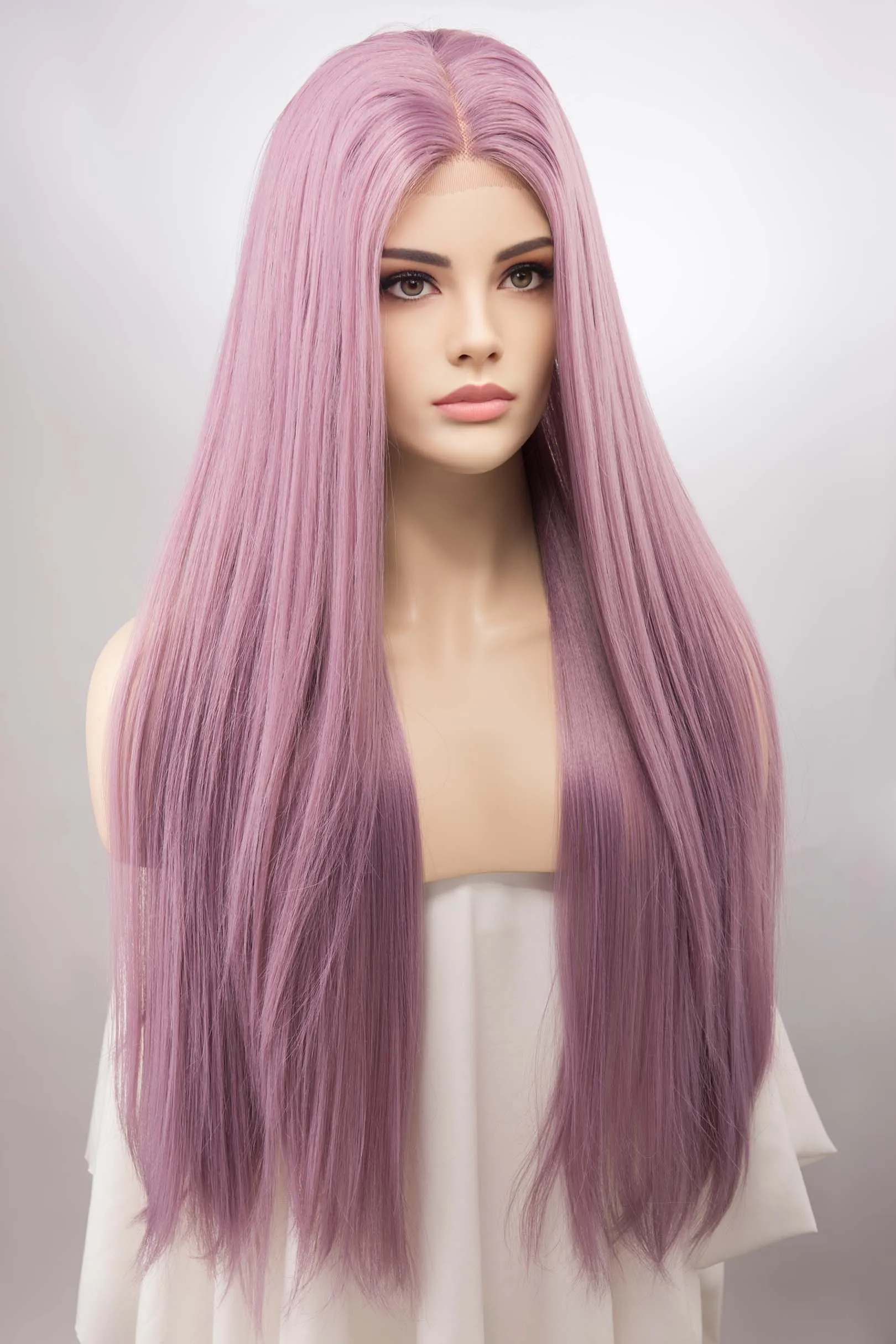 Lavender Straight Lace Front Synthetic Wig Kylin