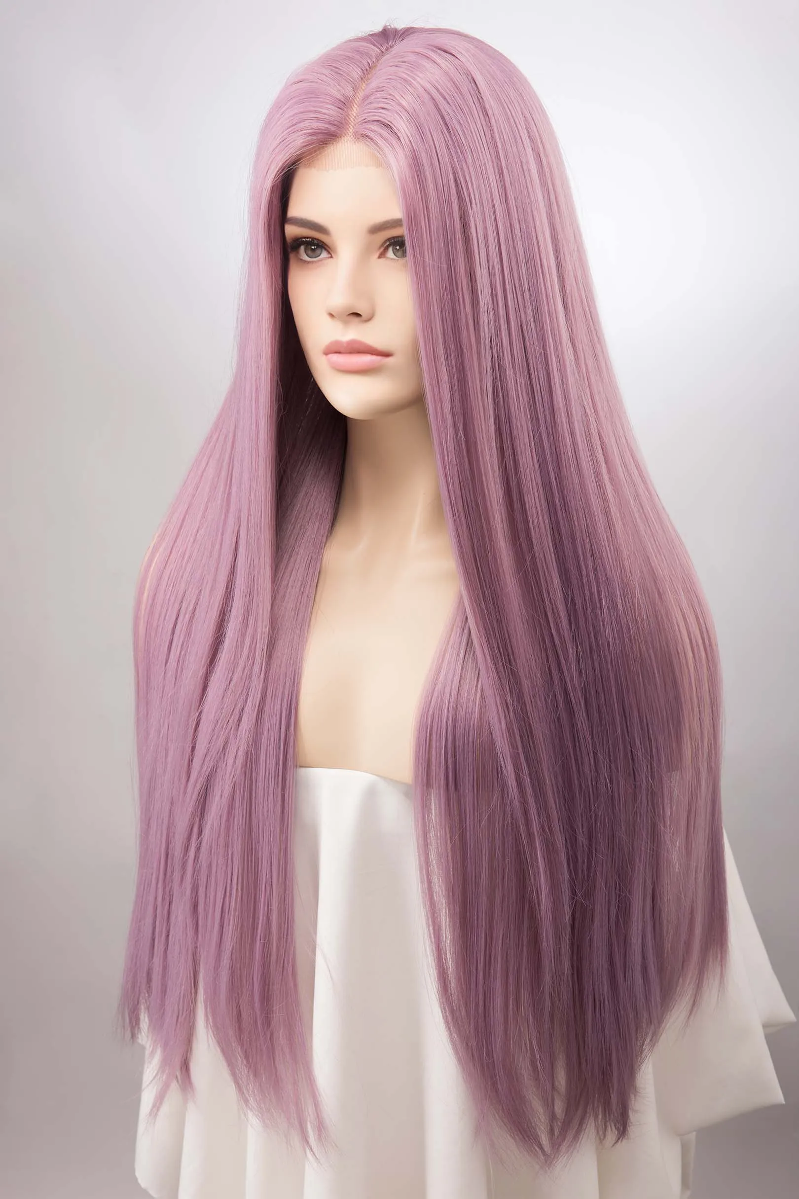 Lavender Straight Lace Front Synthetic Wig Kylin