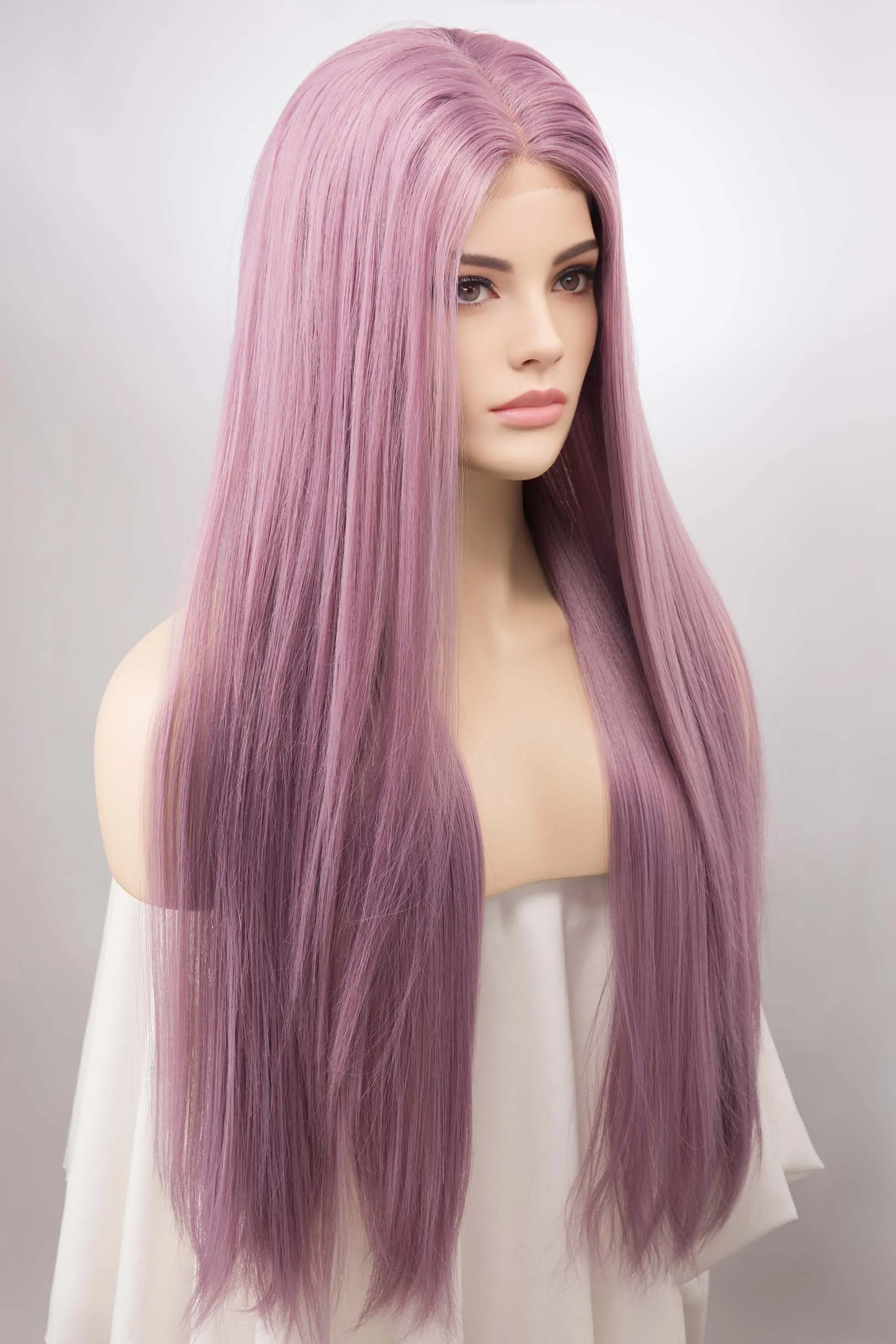 Lavender Straight Lace Front Synthetic Wig Kylin