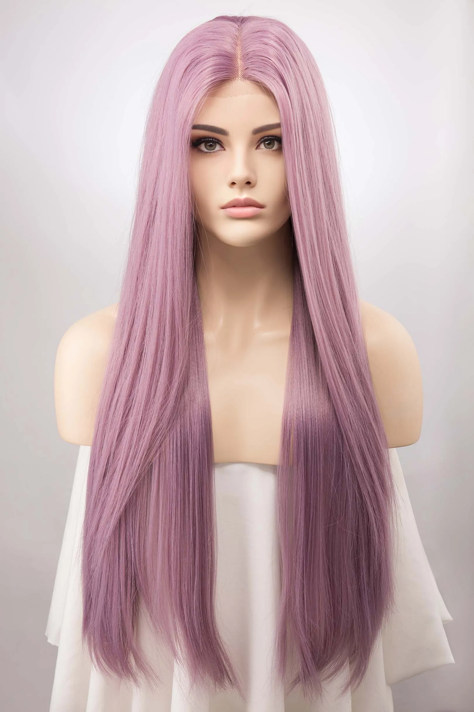 Lavender Straight Lace Front Synthetic Wig Kylin
