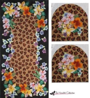Leopard Skins w/Orchids & Lilies Satchel - small PS-332