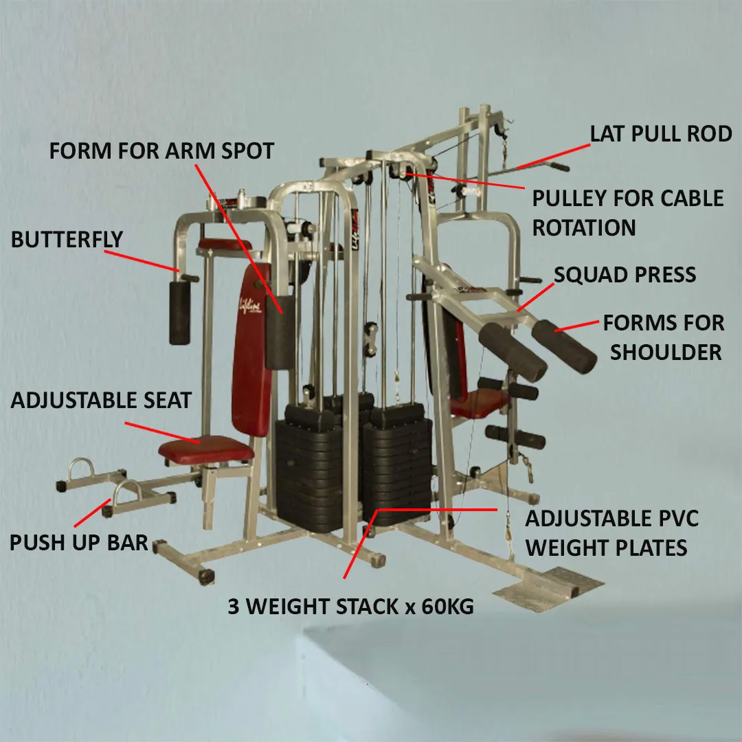 Lifeline Fitness Equipment 6 Station Home Gym with 3 Weight Lines || Available on EMI