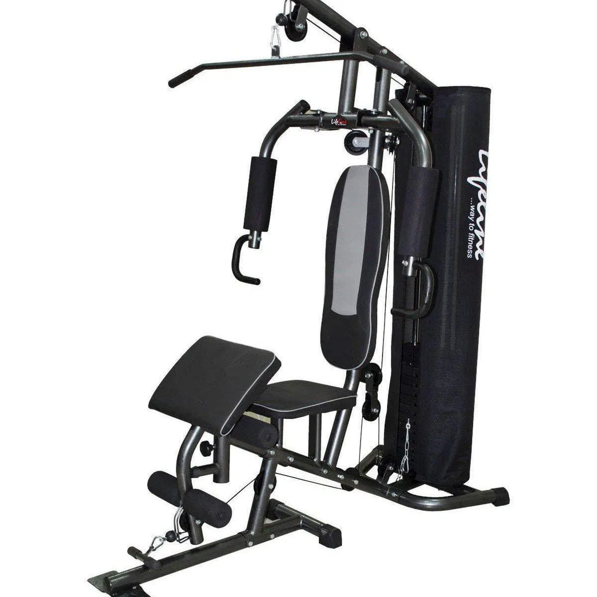 Lifeline Home Gym Machine Deluxe 005 For Workout At Home Bundles With Chest Expander, Shaker Bottle and Gym Curve Bench 5501A || Available on EMI