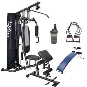 Lifeline Home Gym Machine Deluxe 005 For Workout At Home Bundles With Chest Expander, Shaker Bottle and Gym Curve Bench 5501A || Available on EMI
