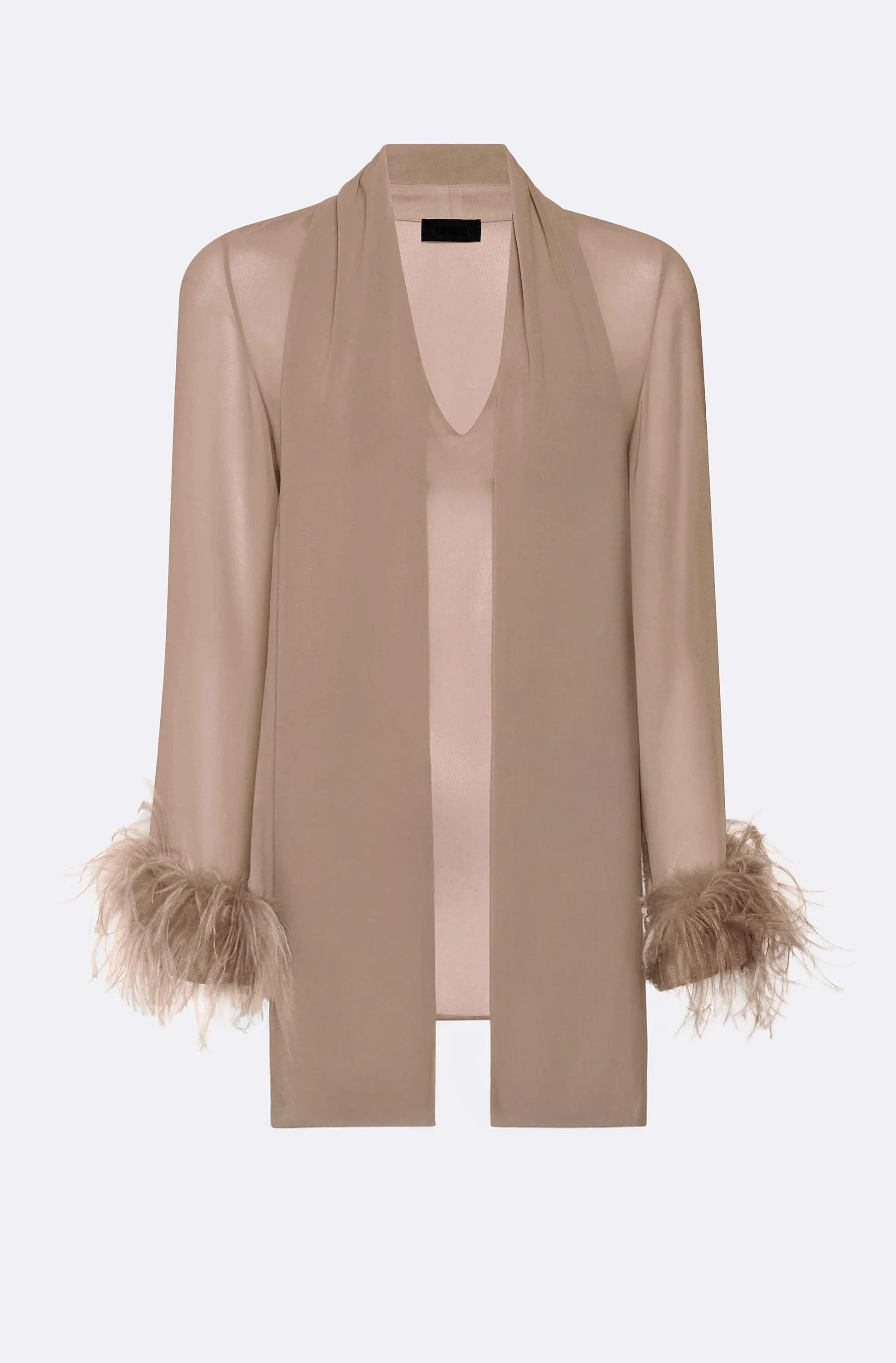 Lightweight Georgette Scarf Top With Feathers