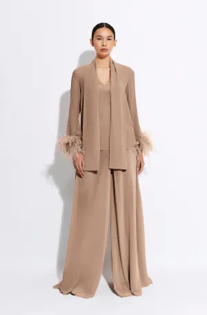 Lightweight Georgette Scarf Top With Feathers