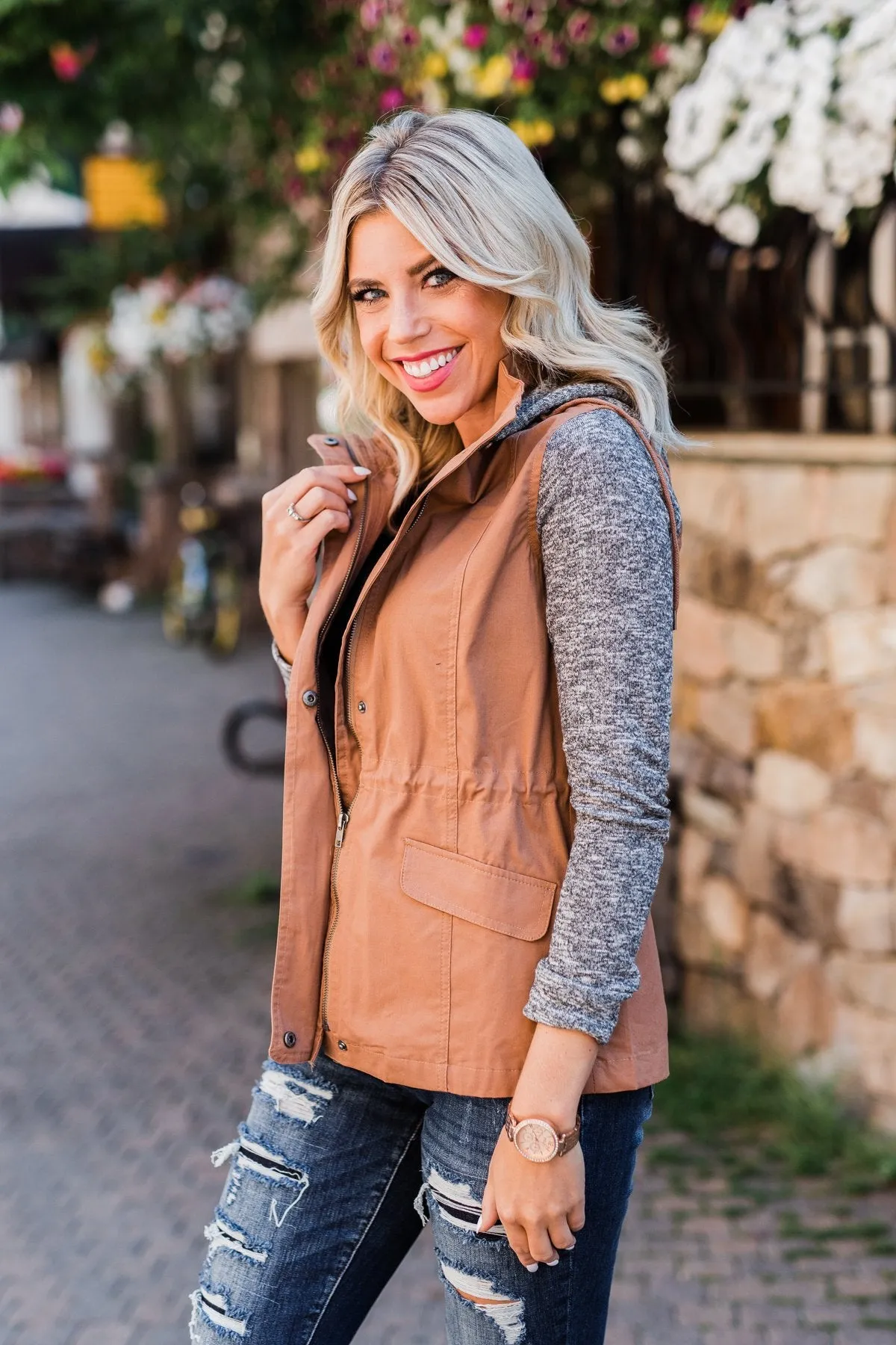 Lightweight Hooded Jacket- Camel