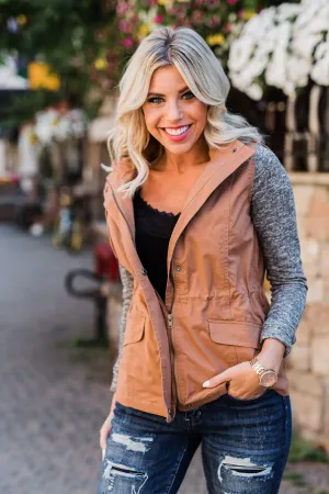 Lightweight Hooded Jacket- Camel