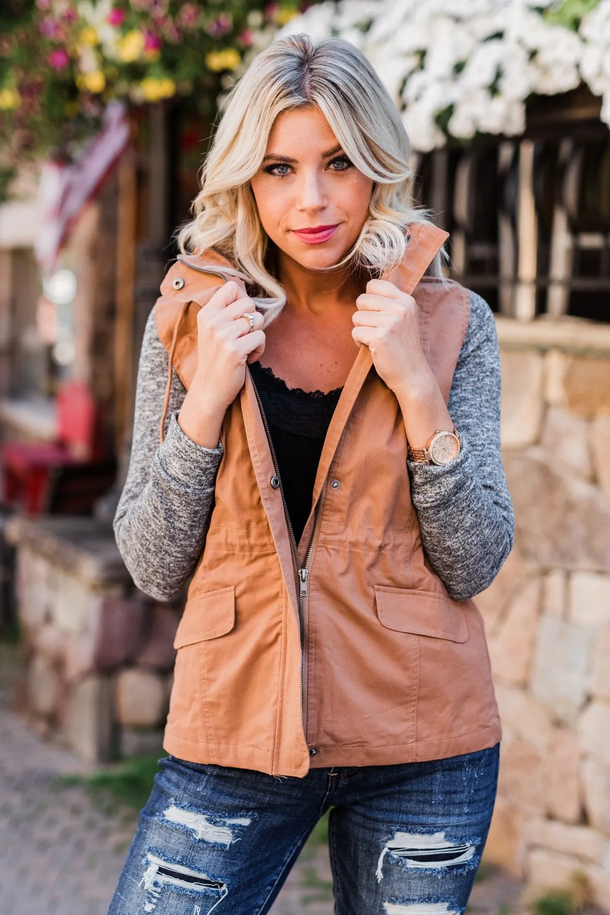 Lightweight Hooded Jacket- Camel