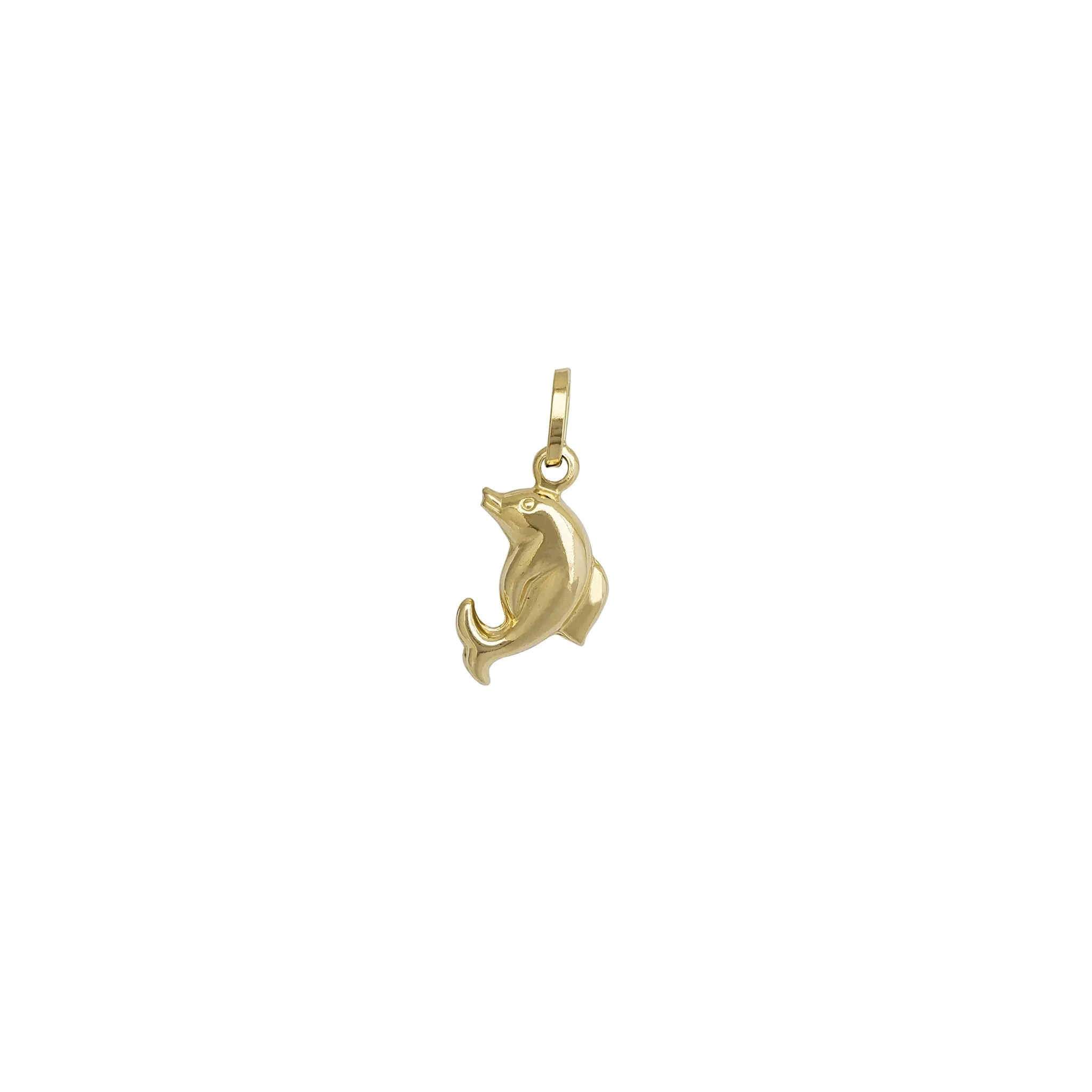 Lightweight Puffy Dolphin Pendant (14K)