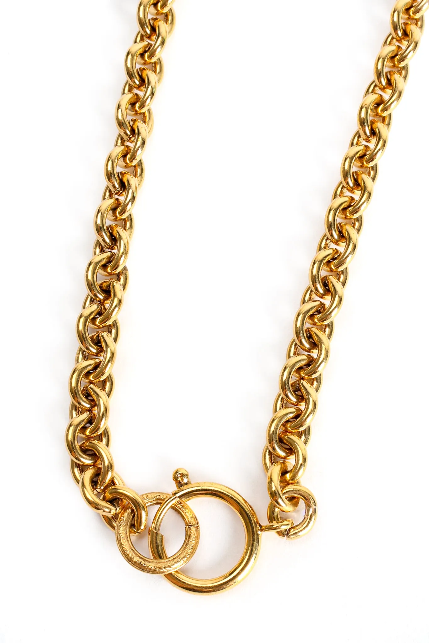 Long Quilted Interlocking CC Logo Pendant