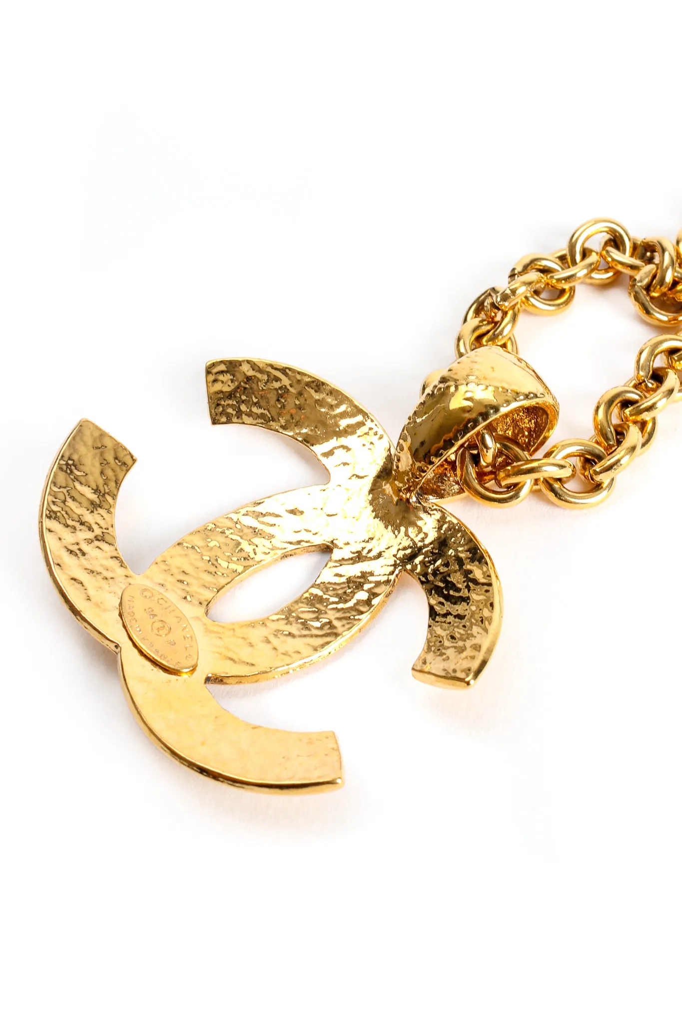 Long Quilted Interlocking CC Logo Pendant