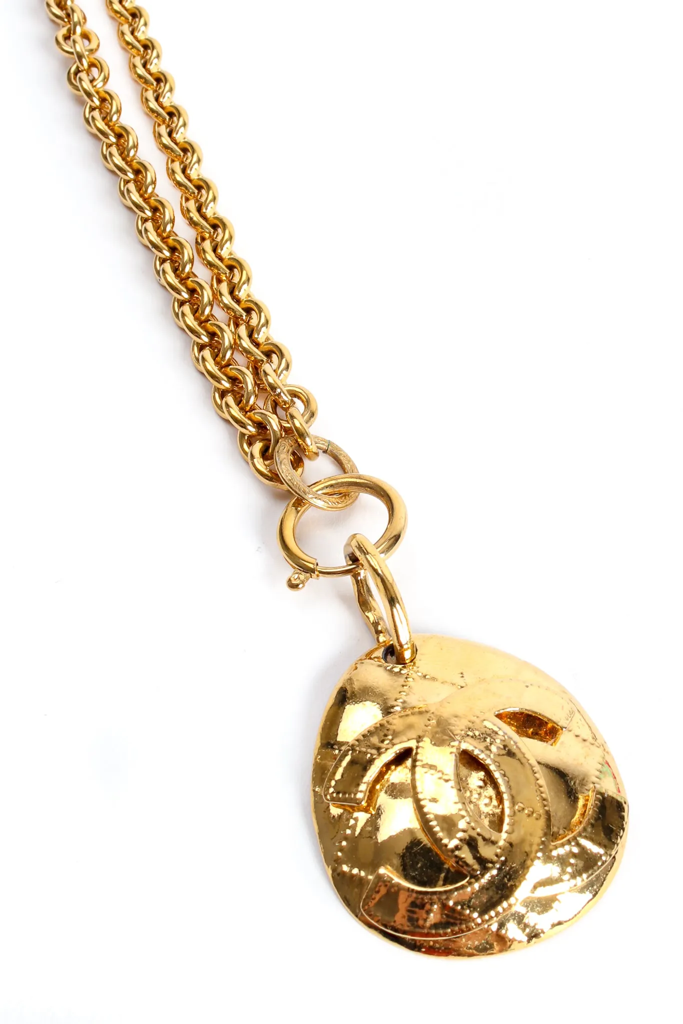 Long Quilted Logo Drop Pendant