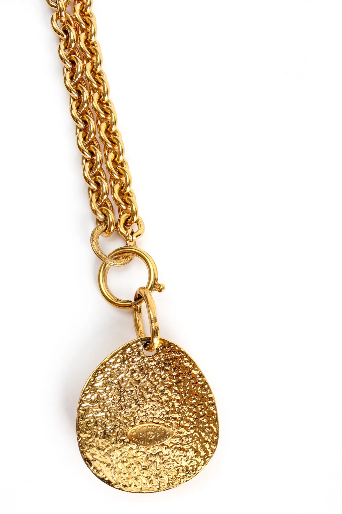 Long Quilted Logo Drop Pendant