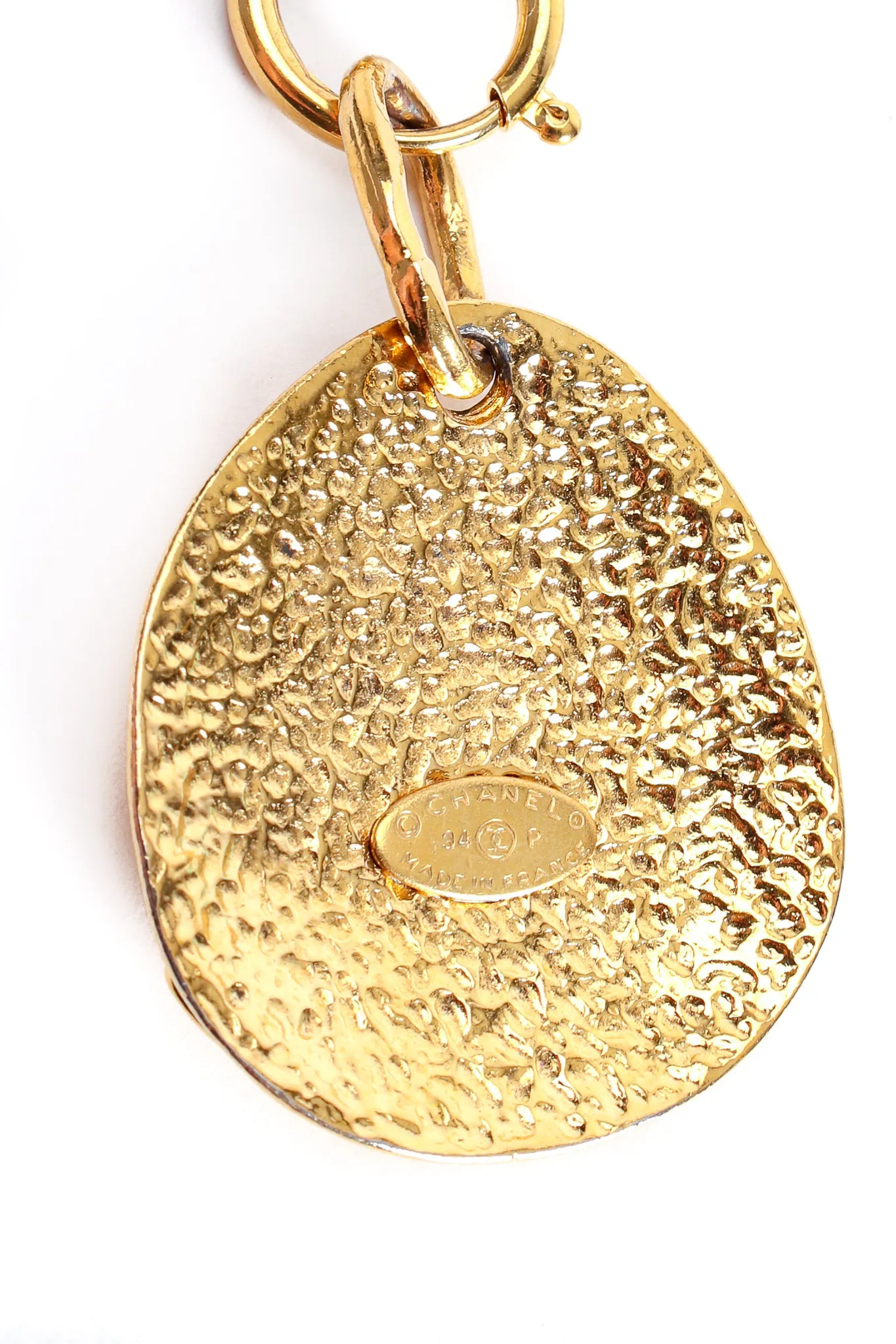 Long Quilted Logo Drop Pendant