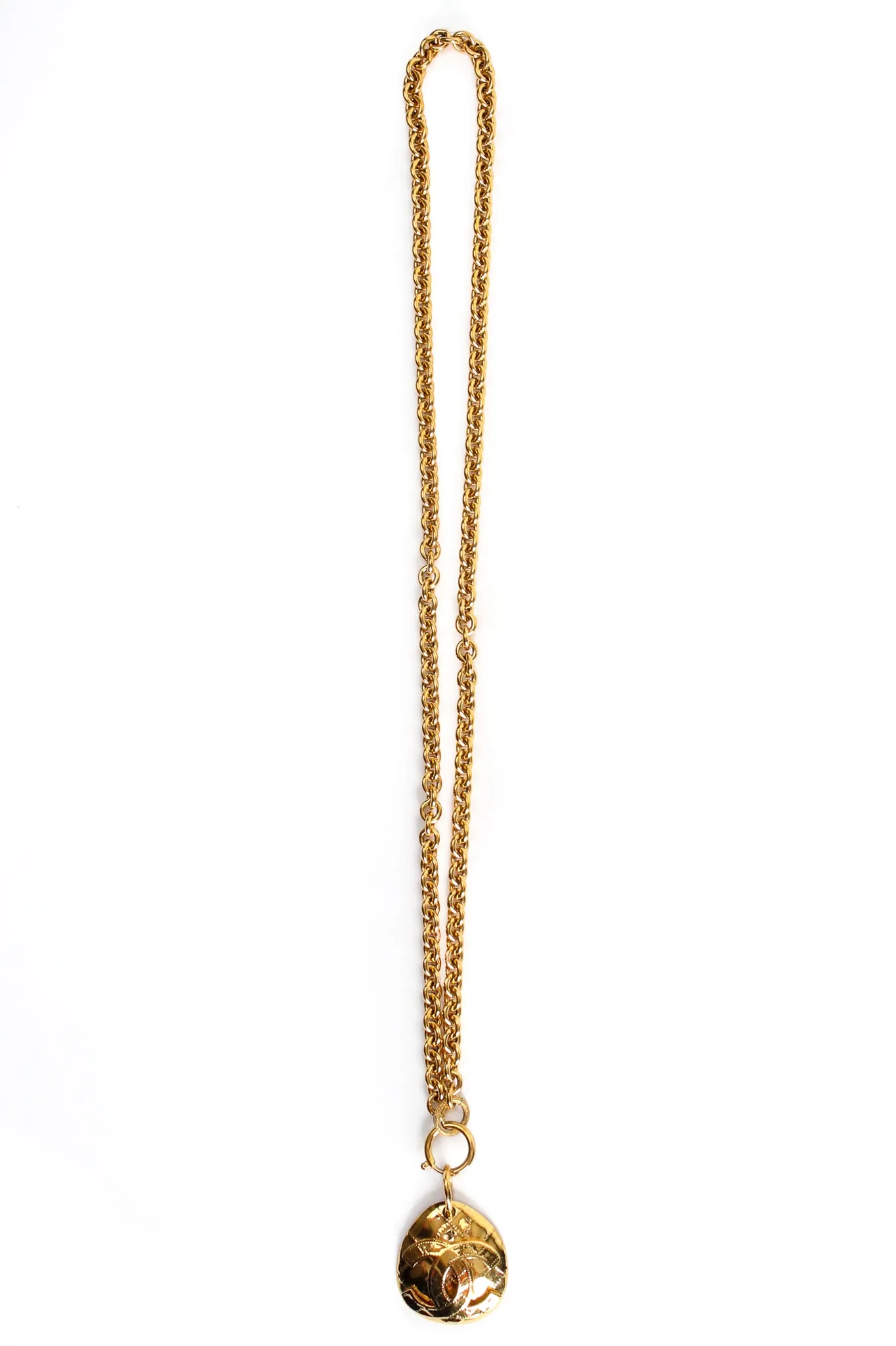 Long Quilted Logo Drop Pendant