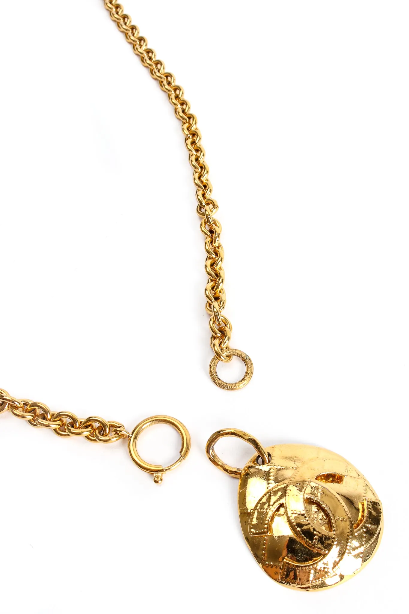 Long Quilted Logo Drop Pendant